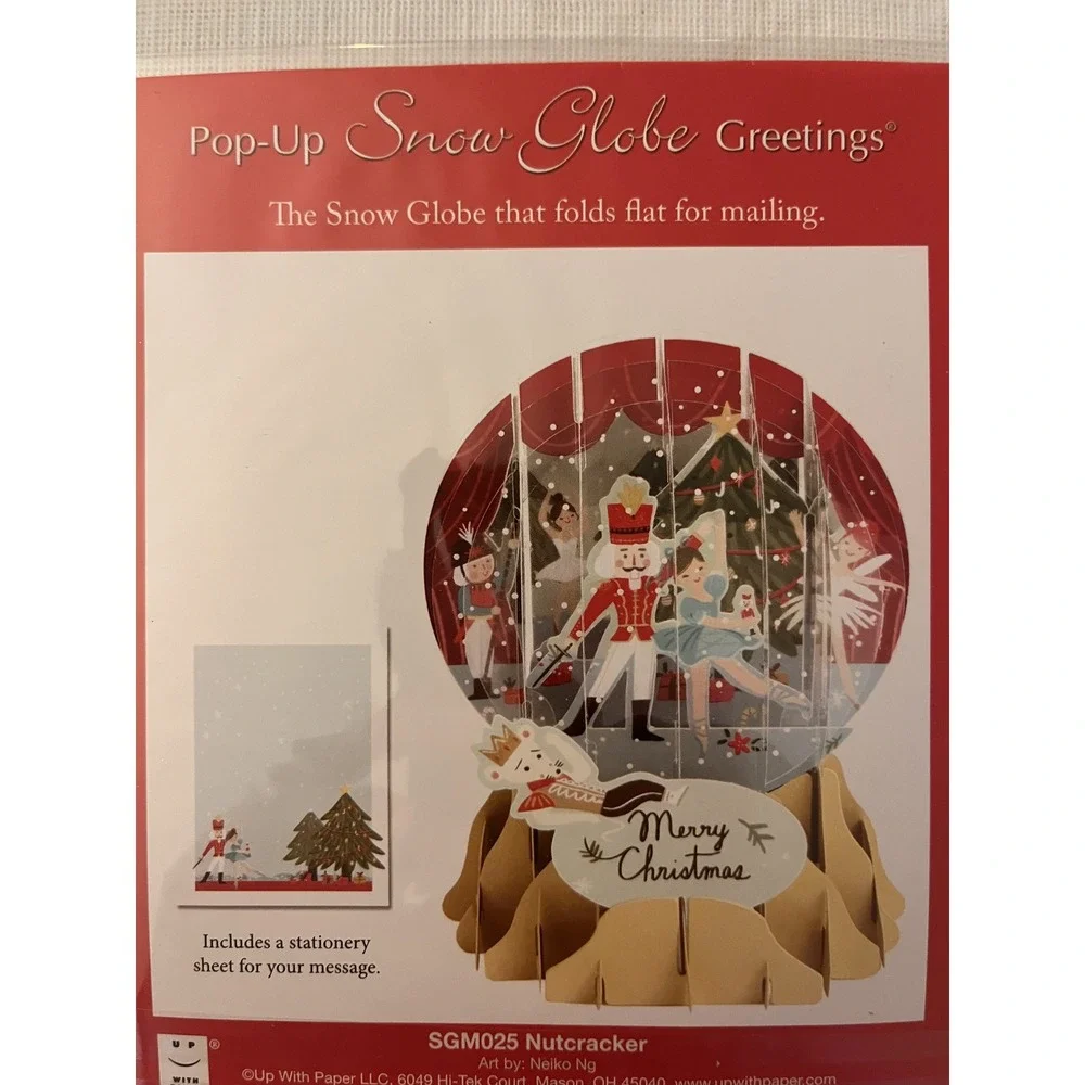 Hallmark Wonderfolds & Up With Paper Snow Globe Christmas Pop-Up Cards Lot of 4